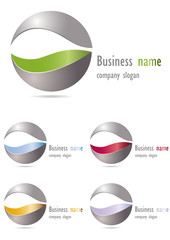Company business logo 3D sphere metal design - 45997521