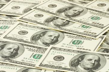 close up of one hundred dollars banknotes