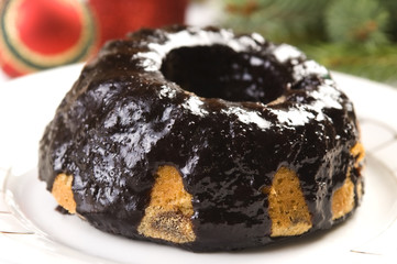 Christmas chocolate cake with decoration