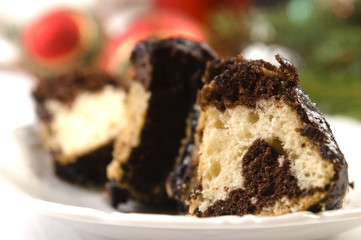 Christmas chocolate cake with decoration