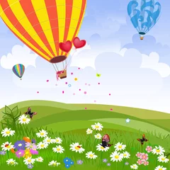 Fotobehang Vrolijke heteluchtballon © Aloksa