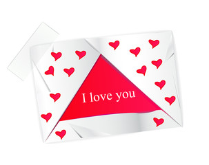 Valentine's  day sticker origami message. Vector