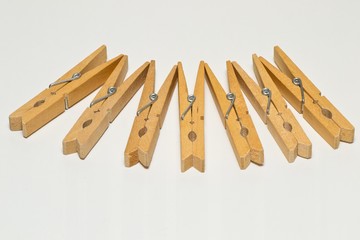 Wooden peg isolated on white background