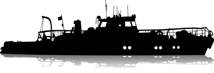 Ship silhouette on the sea