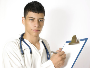 young doctor  holding a tablet