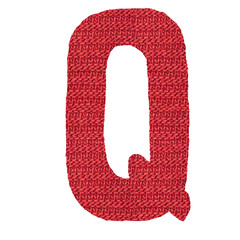 letter Q alphabet, knitted spokes structure