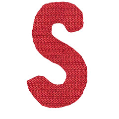 letter S alphabet, knitted spokes structure