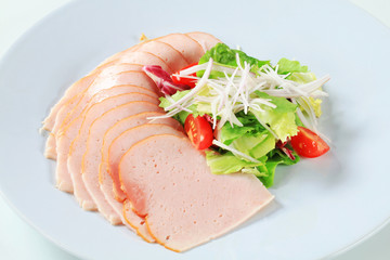 Delicately sliced chicken ham