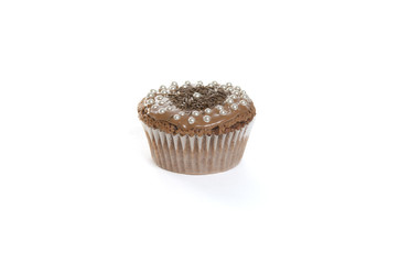 sweet muffins on white background