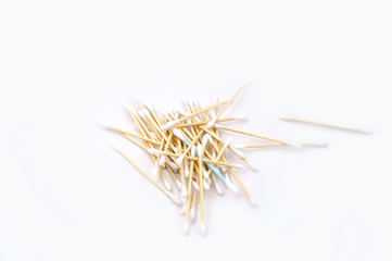 heap of cotton sticks isolated on the white background