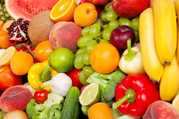 Obraz na płótnie Canvas Ogromna grupa świeżych warzyw i owoców