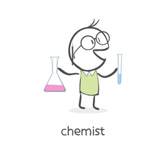 Cartoon man chemist