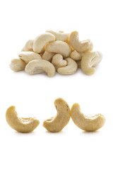 shelled cashew nuts isolated