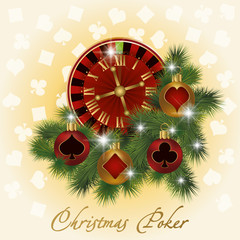 Christmas poker greeting card, vector illustration