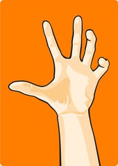 Hand on an orange background