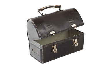 Vintage metal lunch box painted black