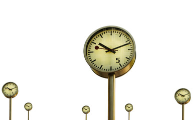 Clocks in Canary Wharf.