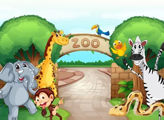 Stickers pour porte Zoo un zoo et les animaux