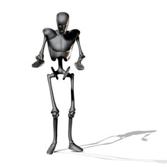 Metal robot looking down