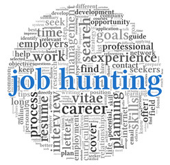 Job hunting concept in word tag cloud