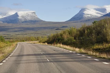 Wall murals Arctic circle Mountain road in north of Sweden