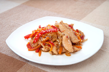 chicken and vegetables stir fried