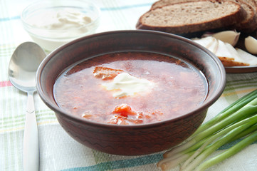 Ukrainian and russian national red borsch