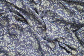 Blue oriental floral scarf