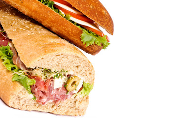 Sandwiches on white background