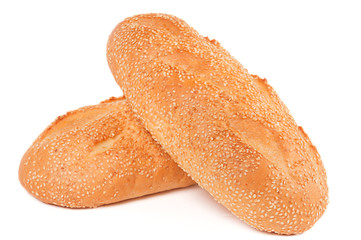 Two loaves of bread with sesame
