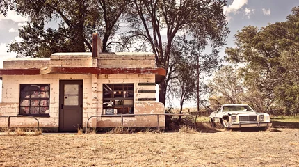 Fotobehang Abandoned restaraunt on route 66 in New Mexico © Andrew Bayda