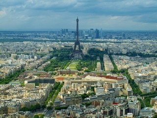 Paris view from Montparnasse tower. France