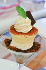 Chocolate icy with bread on top