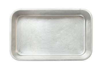 Metal baking pan isolated on white background