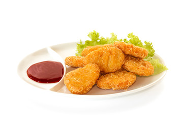 Plate of nuggets with dip sauce