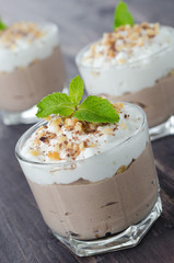 Chocolate dessert with whipped cream