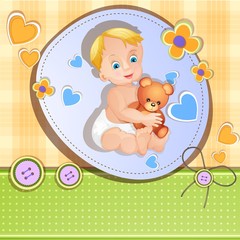 Baby shower card with cute baby boy