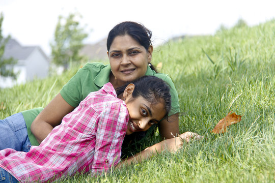 Loving mother daughter enjoying in park