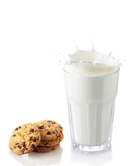 splash of milk glass with cookies