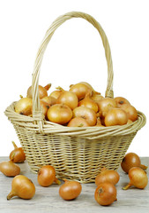 Onions in a basket.