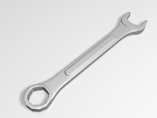 Spanner on gray - 3D illustration