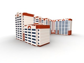 Modern building on white background, 3D render.
