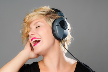 Pretty girl singing along