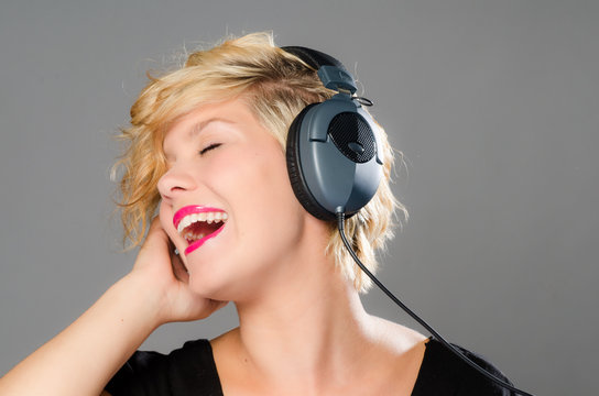 Pretty girl singing along