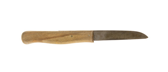 Old wooden knife, isolated