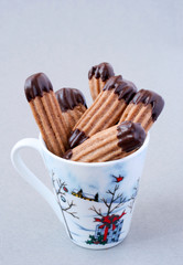 Chocolate fingers cookies coated with chocolate