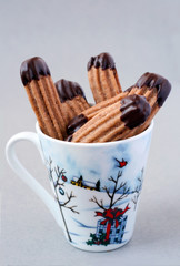 Chocolate fingers cookies coated with chocolate