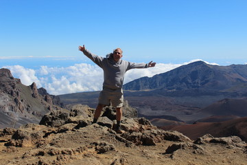 Man on Haleakala Volcano Maui Hawaii