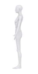 Anorexic woman in anatomical position lateral view