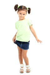 beautiful little girl isolated on white